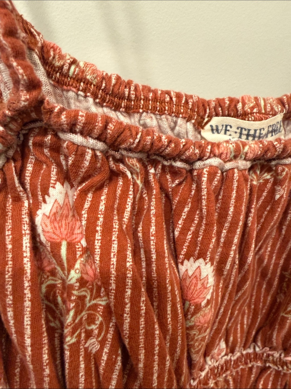 Free People Rust-Red Floral Smocked Cami - Picture 5 of 16